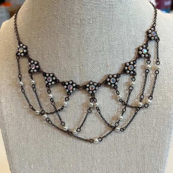 No Brand Jewelry - Cute necklace. See photo for length. Tiny faux pearls with rhinestone centers.